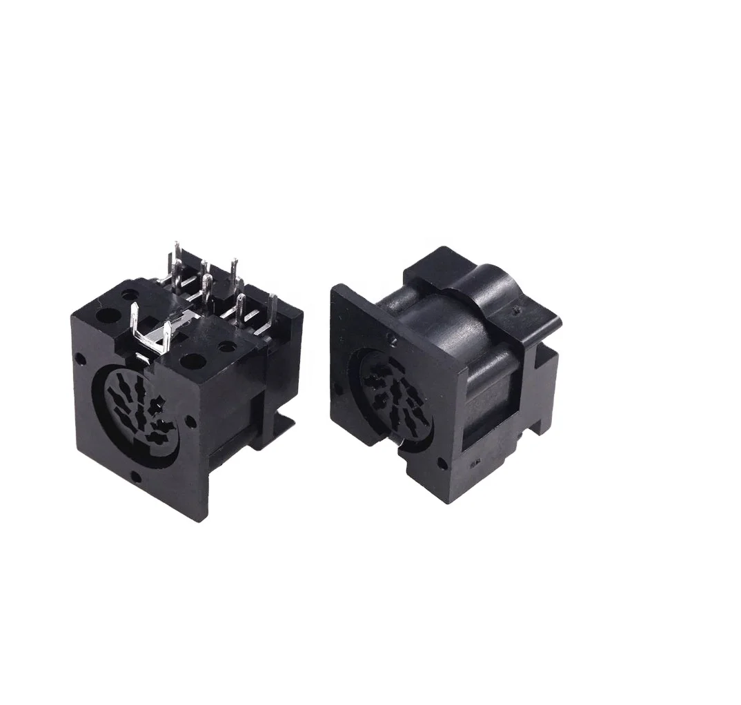 Circular Din Connector Receptacle 8 Pin 270 Degree Female Socket PCB Solder Right Angle Through Hole 100V 2A