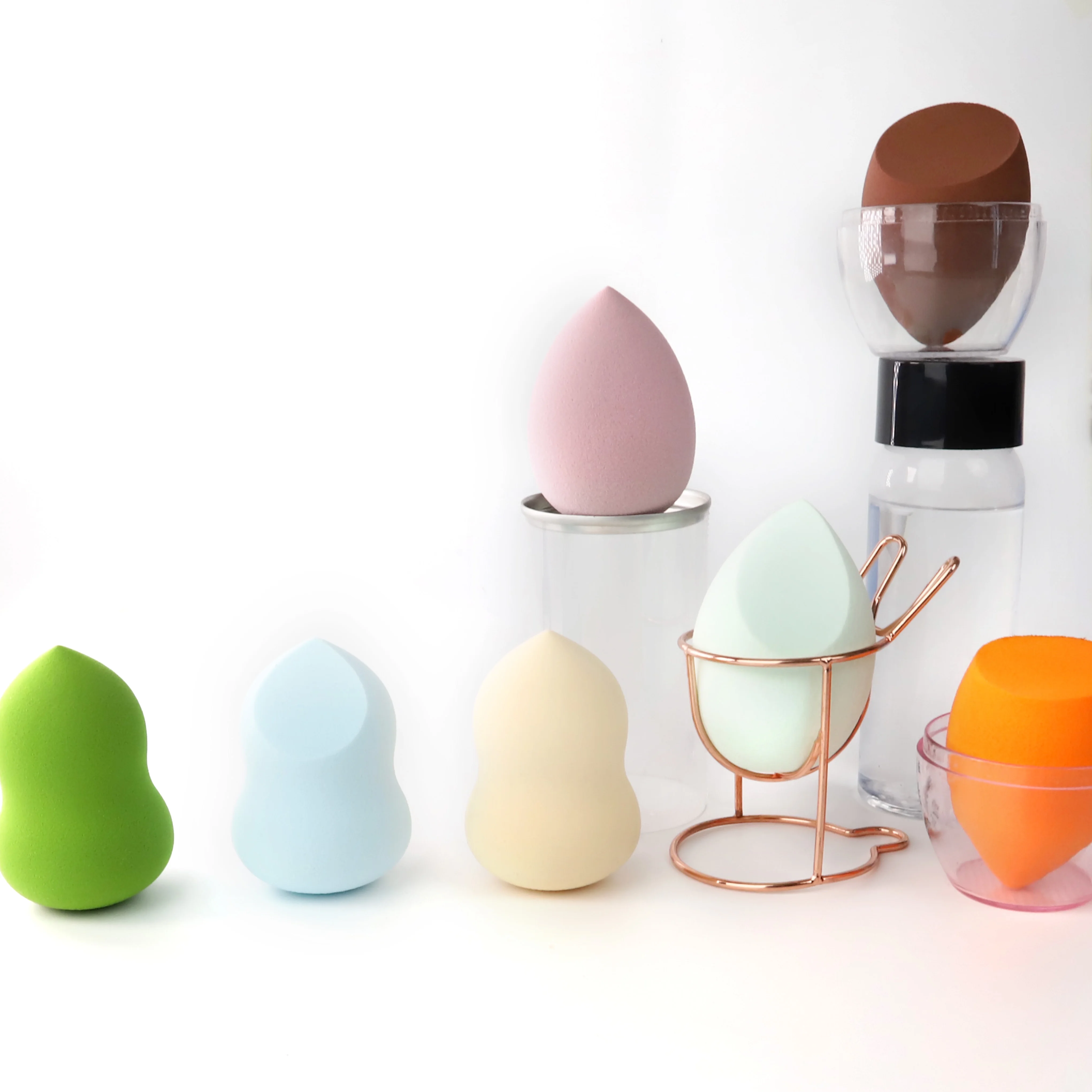 Water drop shaped soft powder puff make up sponge set  latex free beauty egg sponge makeup with holder