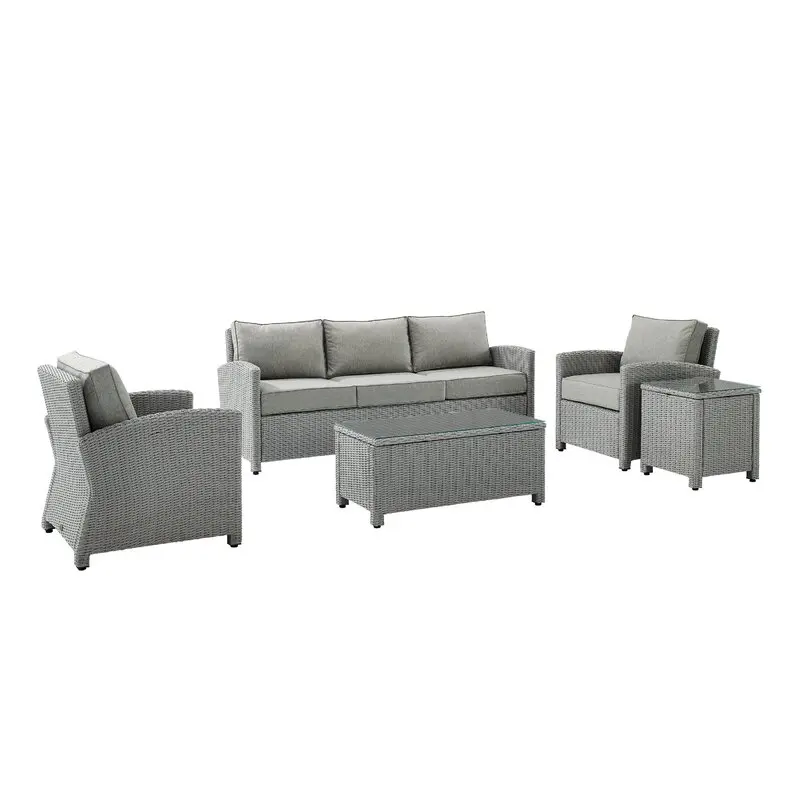 
Patio 5 Piece Sectional Conversation Wicker Sofa Set , wicker rattan outdoor garden furniture corner sofa set with cushion 