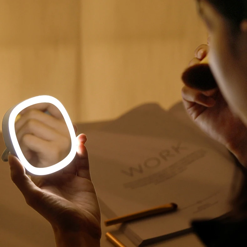 Personalised Sublimation Mini Plastic Compact Portable Led Small Makeup square pocket mirror