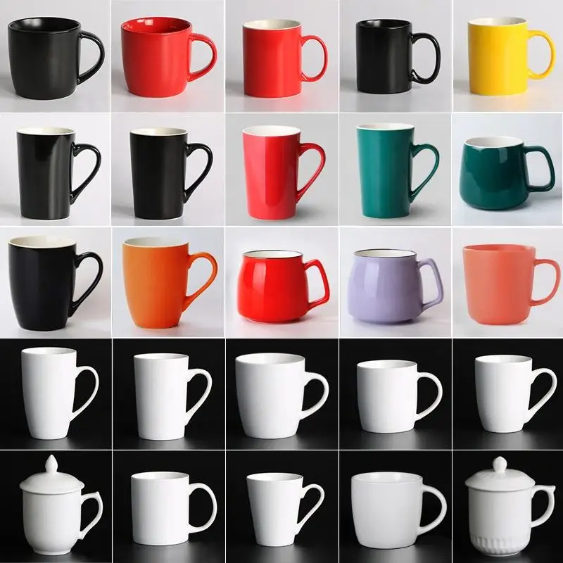 OEM Print Logo Ceramic Handgrip Mugs Coffee Tea Cappuccino Latte Milk  Porcelain Sublimation Mug Wholesale For Office Gifts