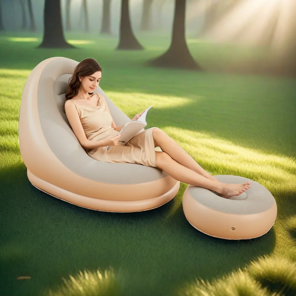 Wholesale PVC Flocking inflatable lazy sofa relax inflatable sofa