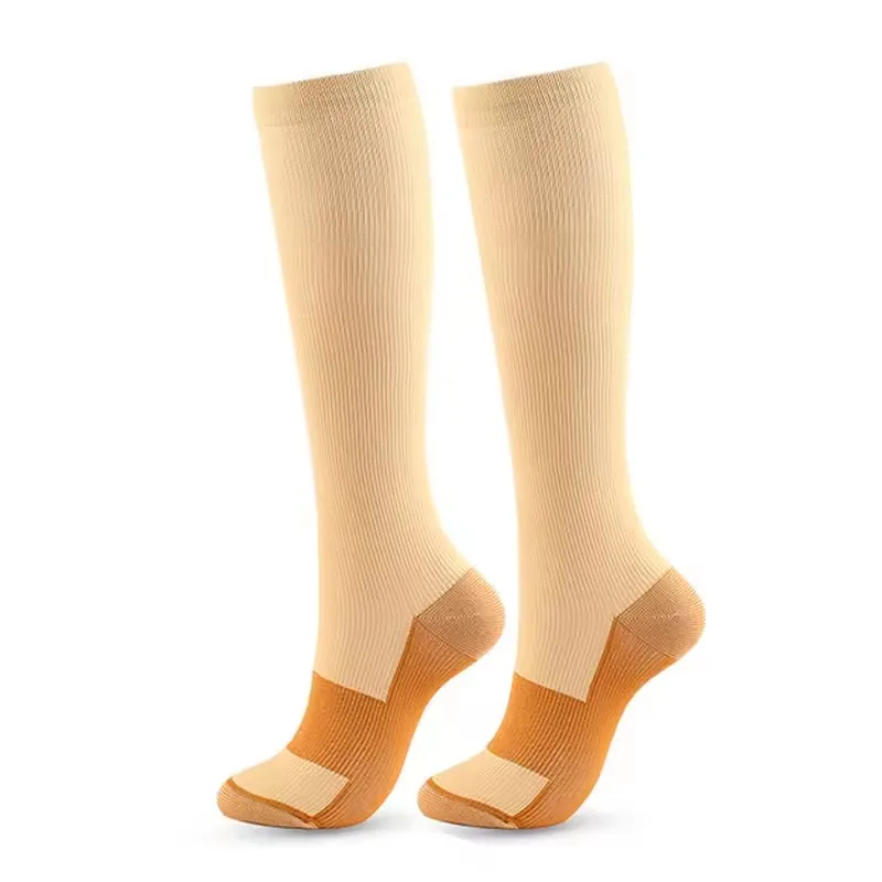 20-30 Mmhg Copper Fiber Sports Socks Marathon Cycling Football Varicose Veins Compression Stockings