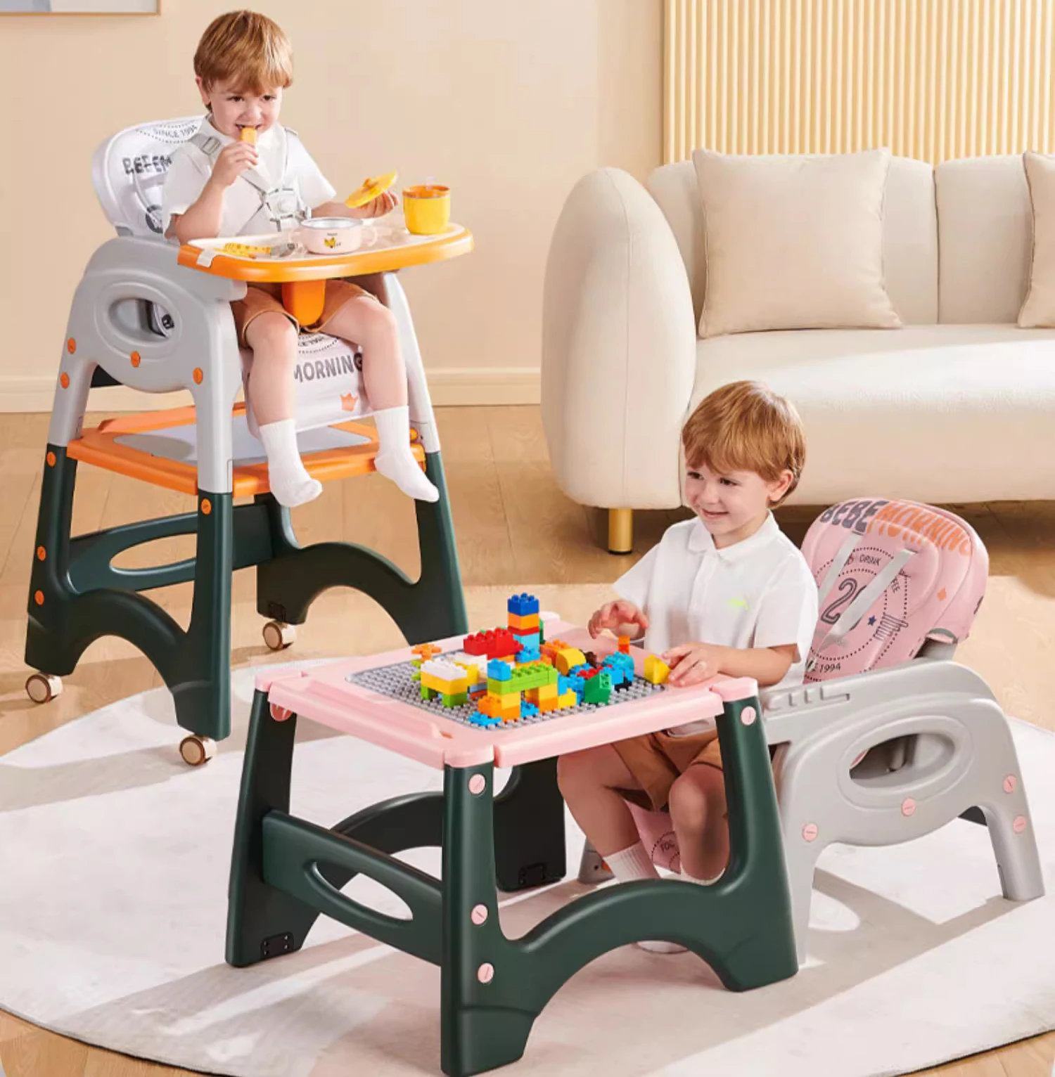 Detachable Furniture Dining Moving Baby High Chair for Babies Learning to Sit