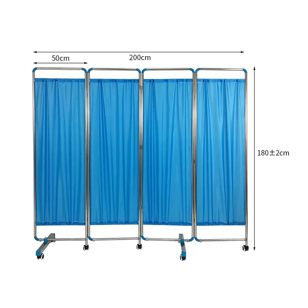 SY-554 Hospital three folding medical clinic hospital bed bedside stainless steel medical screen