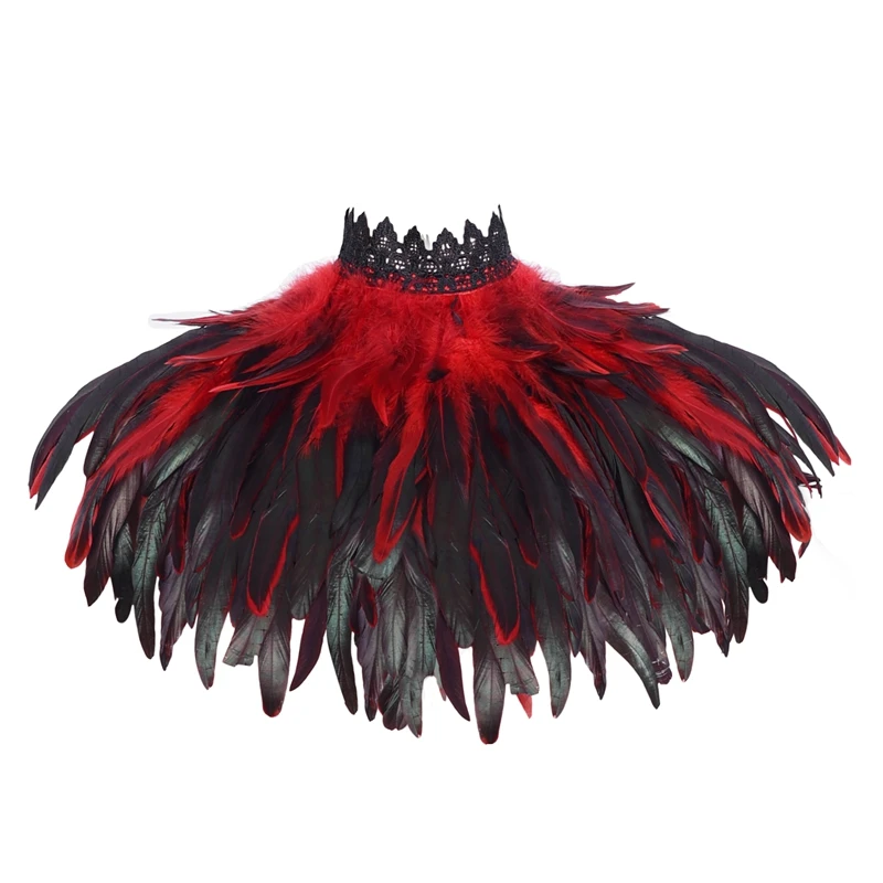 2023 New Lingerie Women Feather Cloak Shawl Scarf Gothic Feather Adjust Party Performance Feather Halloween Carnival Rave Lace