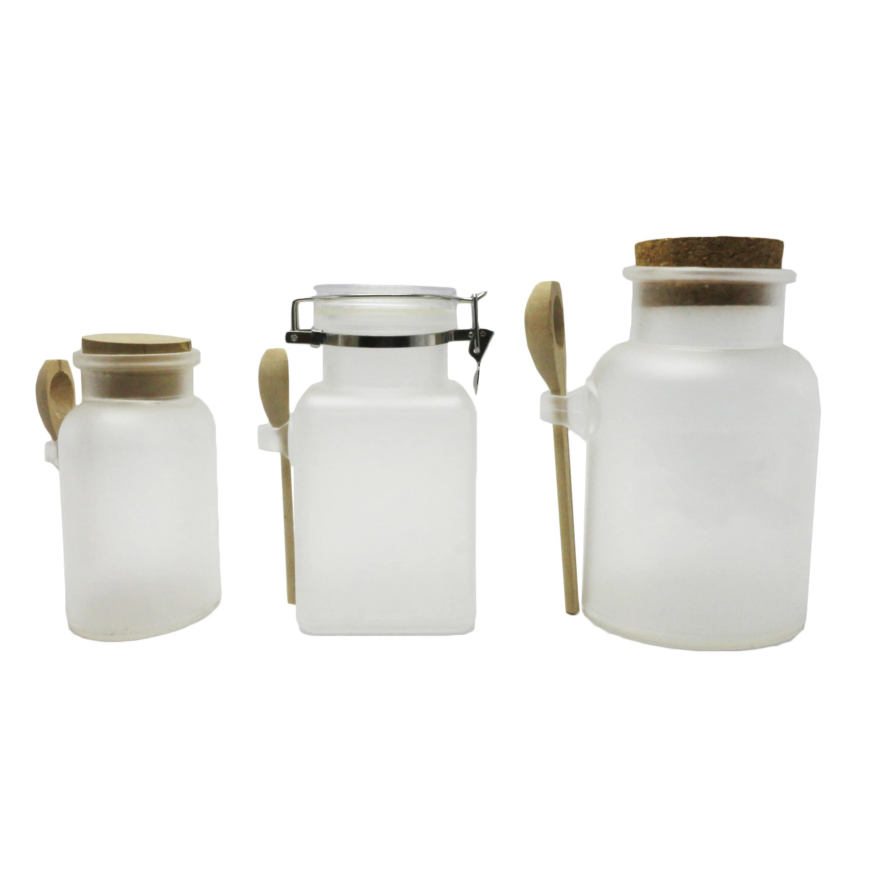 100ml 200ml 300ml 500ml frosted ABS plastic jar for bath salt body lip scrub packaging with cork metal lock for personal care