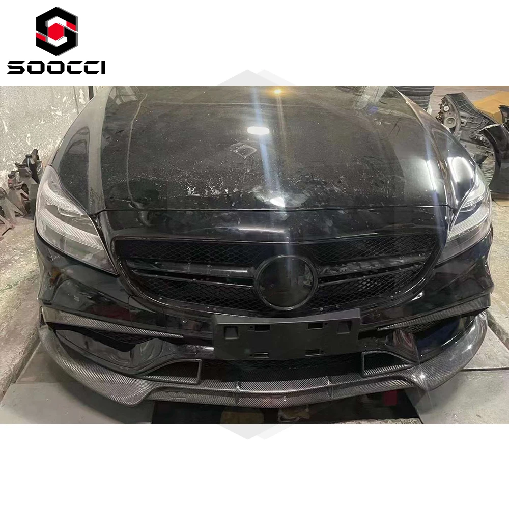 Carbon Fiber BRS Style Front Splitter Lip for Mercedes Benz CLS-Class W218 CLS63 2016-2018 Front Bumper Lip Spoiler Body Kit