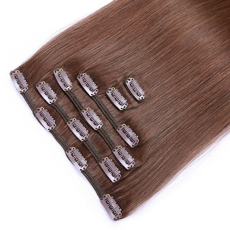Wholesale 150 180 220 250g Clip In Hair Extensions 100% virgin cuticle aligned Human Hair Extensions Clip In Hair Extension