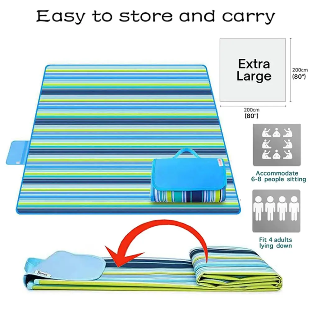 Foldable Portable Oversized Polyester Indoor Outdoor Lightweight Waterproof Beach Travel Hiking Picnic Camping Blanket Mat