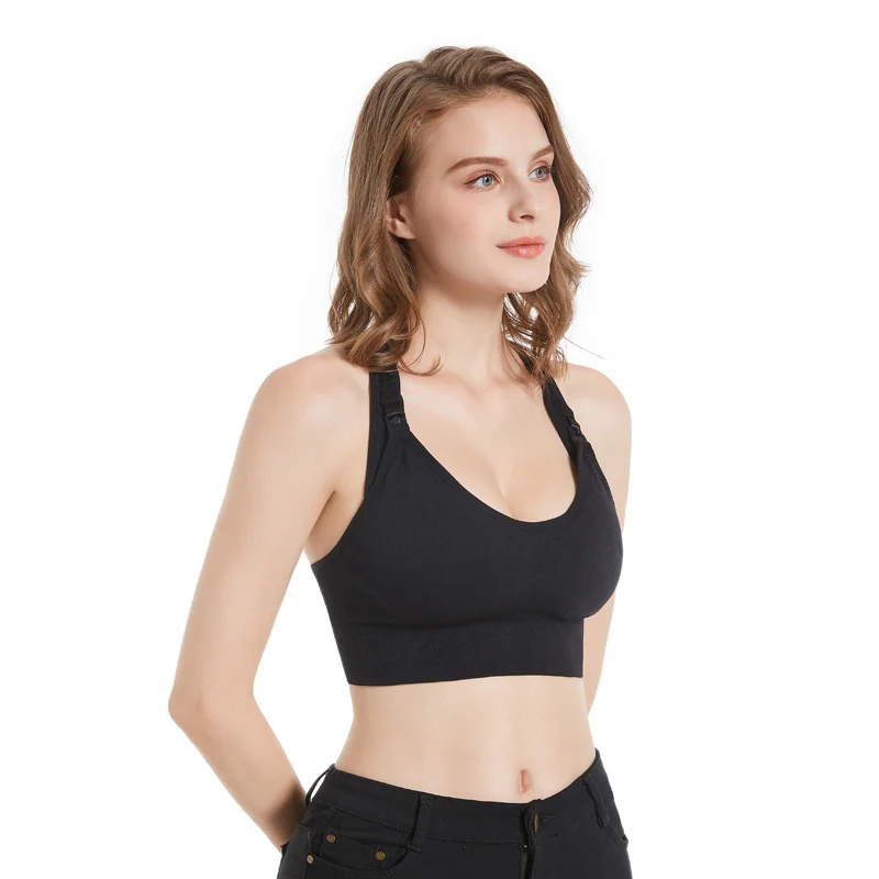 Soft Breastfeeding Remove Padding Maternity Nursing Sports Bra