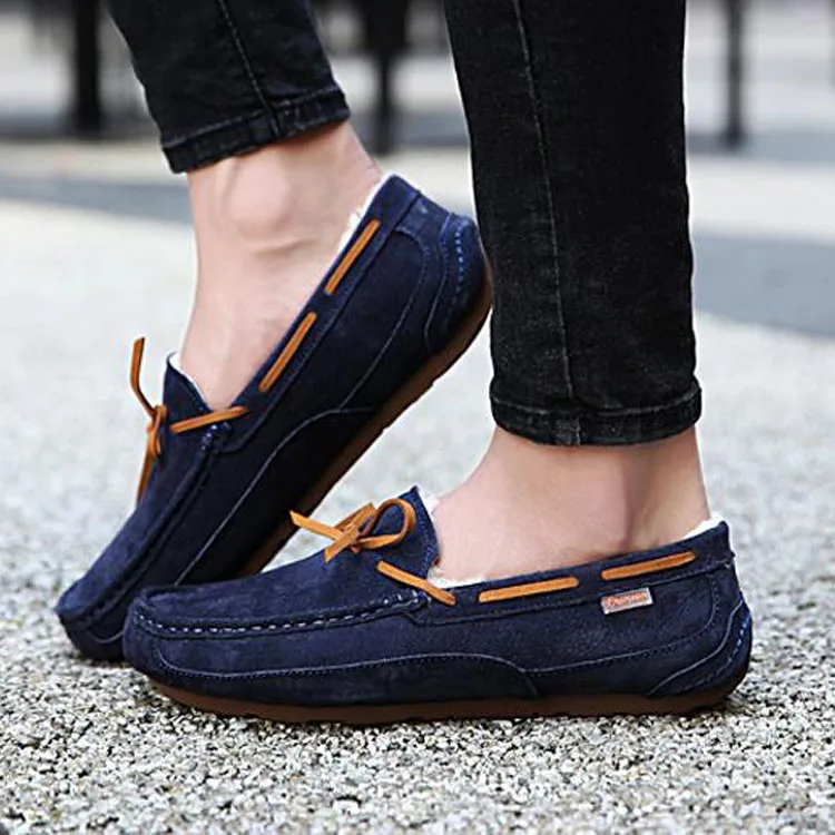 fur lining slip On Moccasin Driving Loafer Shoes Casual Men Shoe with soft sole