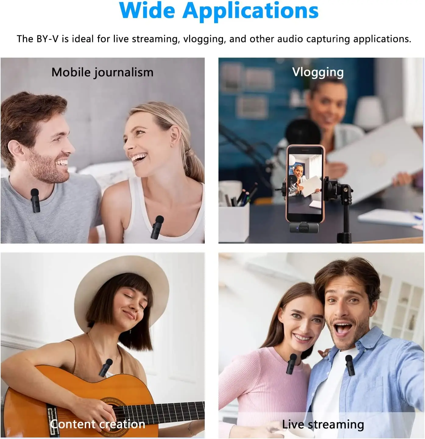 BOYA BY-V2 Video Recording Interview Live Streaming Cancellation Omnidirectional Wireless Lavalier Microphone for iPhone iPad