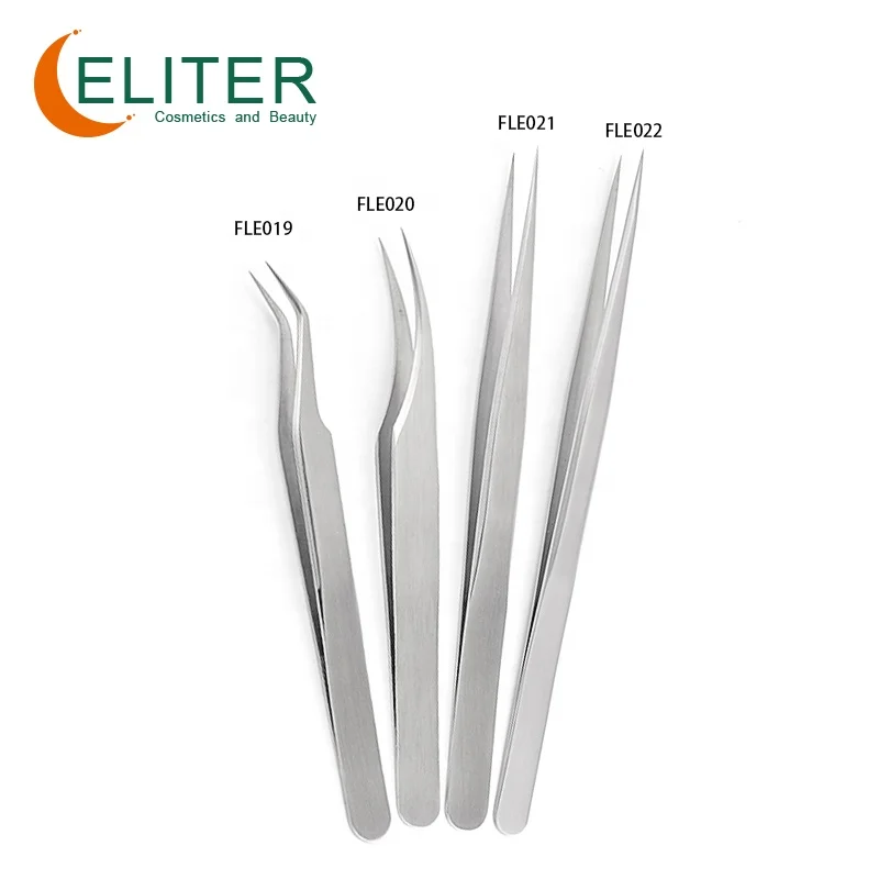 ELITER Wholesale Stainless Straight and 15/40 Degree Eyelash Tweezers Bulk Tweezer Eyelash Extension Eyelash Cluster Tweezer