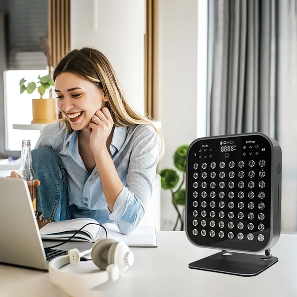 Biomol Voice Control Multi-Mode LED Infrared Light Therapy Device Red Light Therapy Panel with Stand