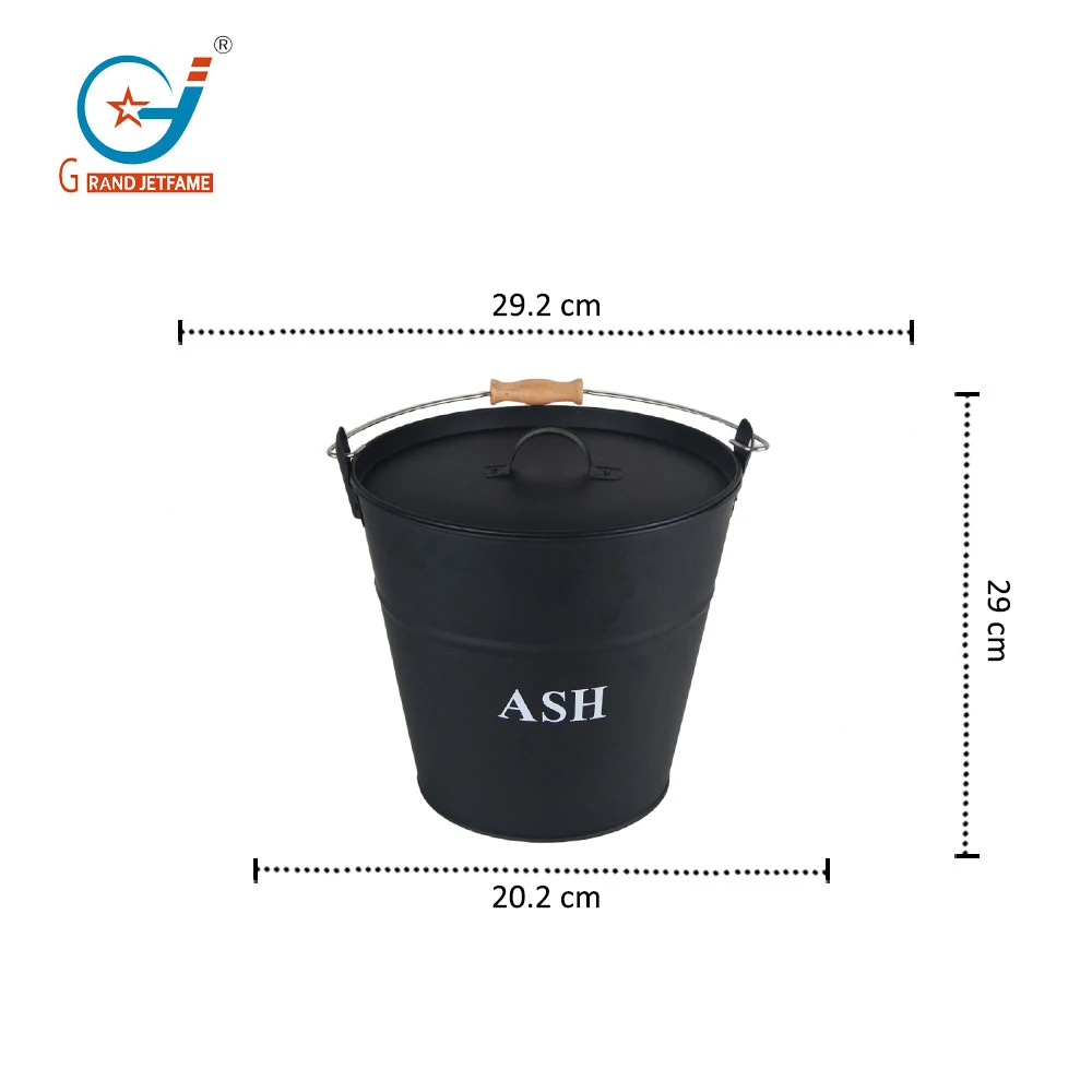 Coal Bucket & Lid black Metal Ash Tidy Bin Coal Carrier Fire Log Burner Kindling ash bucket with lid