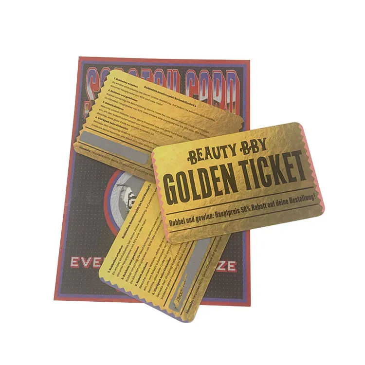 Factory Wholesale Custom Design Paper Win Card Scratch off Lottery Tickets Printing
