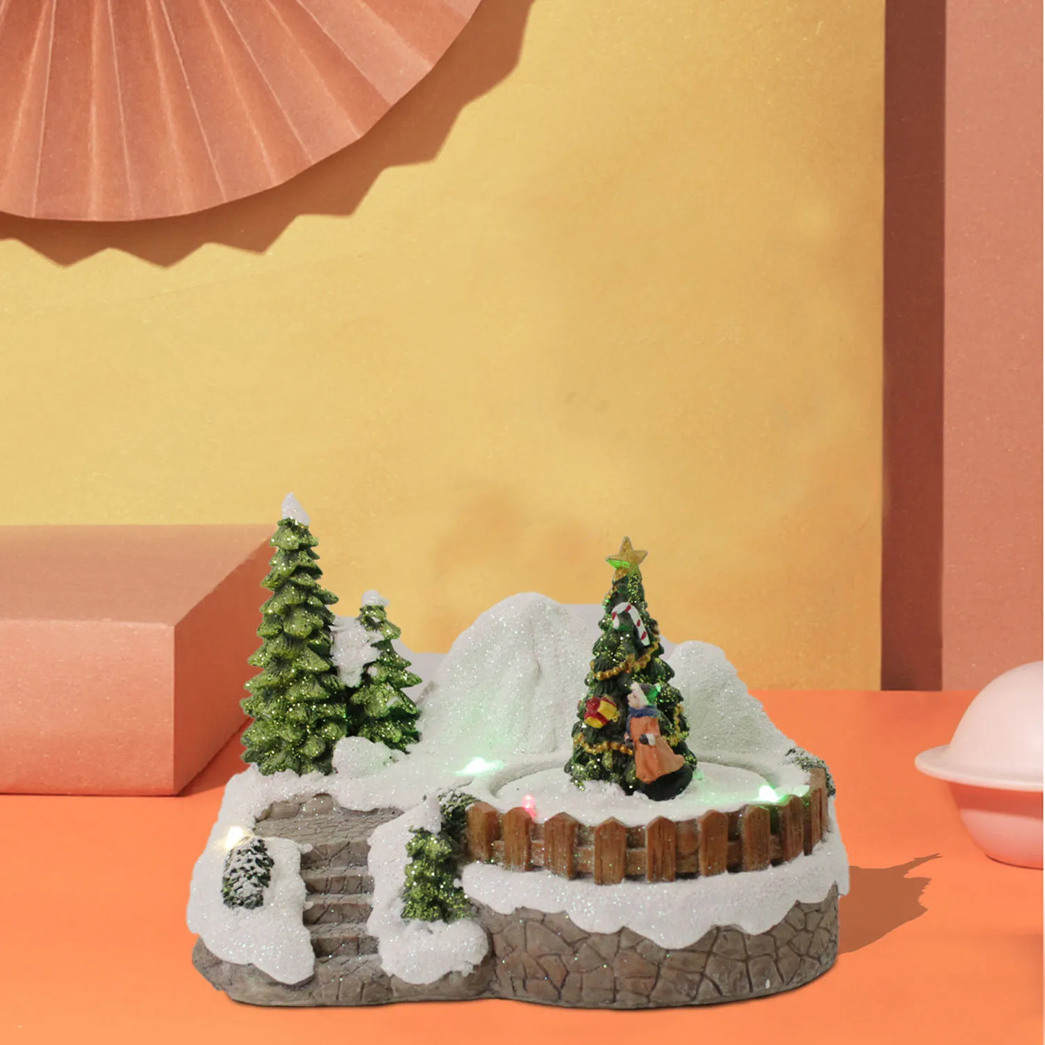 
Christmas Village House Resin Ornament with Led Light for Christmas Home Decorations 