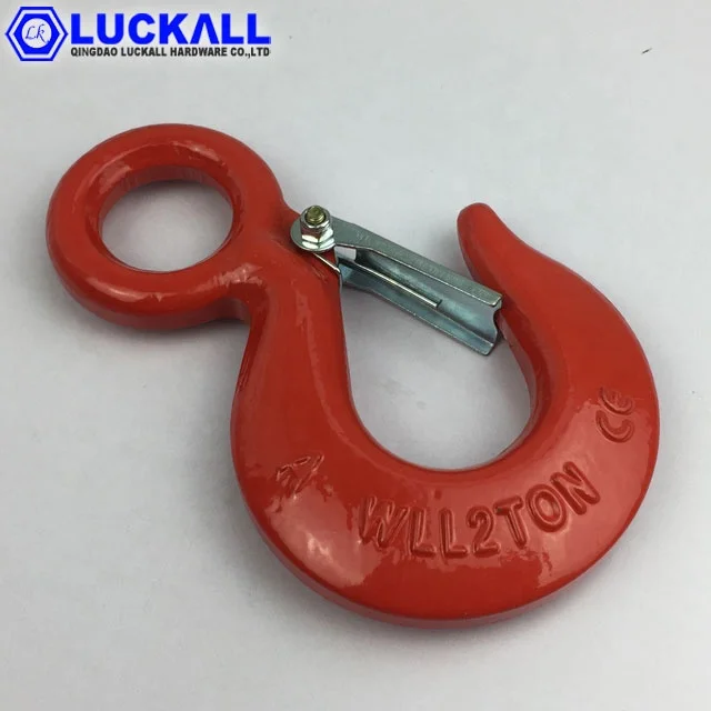 Alloy Steel 320 US Type Drop Forged Eye Type Hoist Hook With Latch With Ce Certificate