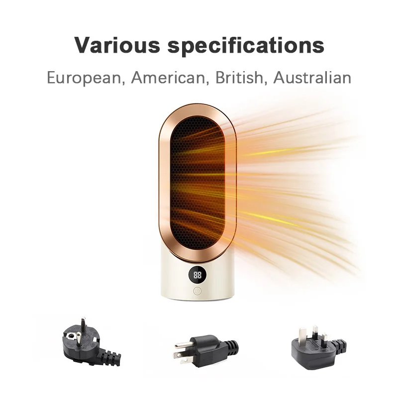 Small Smart Portable Indoor Use Desktop Tower Floor Space Air Hot Electric Fan Heater With Display For Bedroom Home Office Room