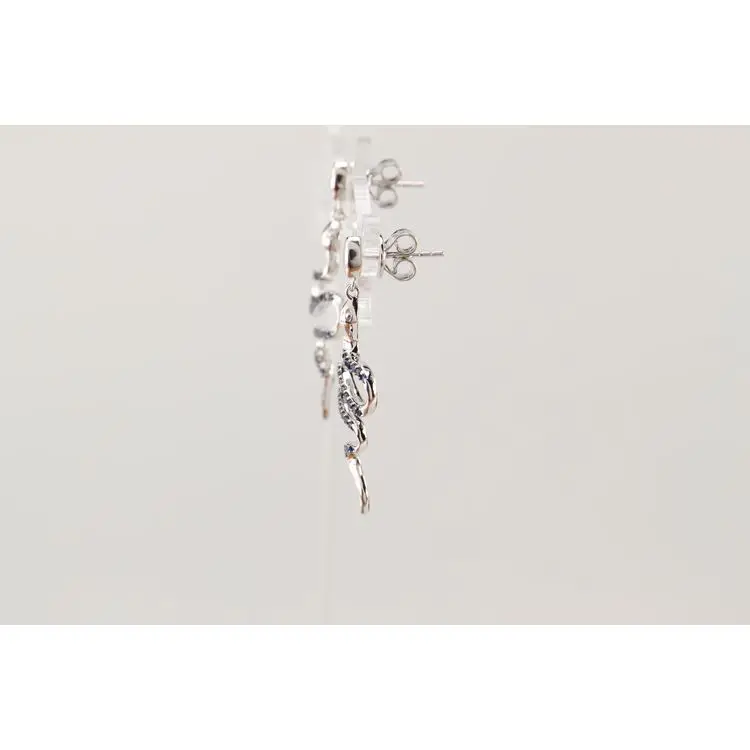 Online Shopping New Trendy Silver Jewelry 925 Silver Blue Crystal Snake Earrings For Anniversary Gift