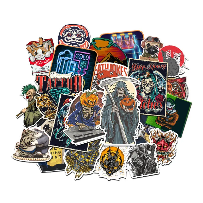 Halloween Gangster Legion Waterproof Reflective PVC Car Stickers Skeleton Decals Personalized Motorcycle Decorative Design Car