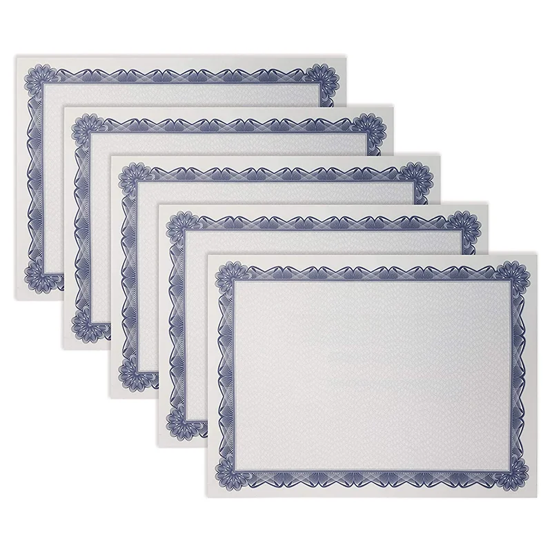 Custom Good Quality Cheap Art Paper Printed Logo Letter Size Blank School Company Degree Certificate Paper With Blue Border