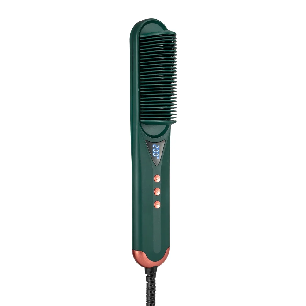 Beard Brush High quality rechargeable multi-function LCD display electric curly hair straightening brush Electric comb