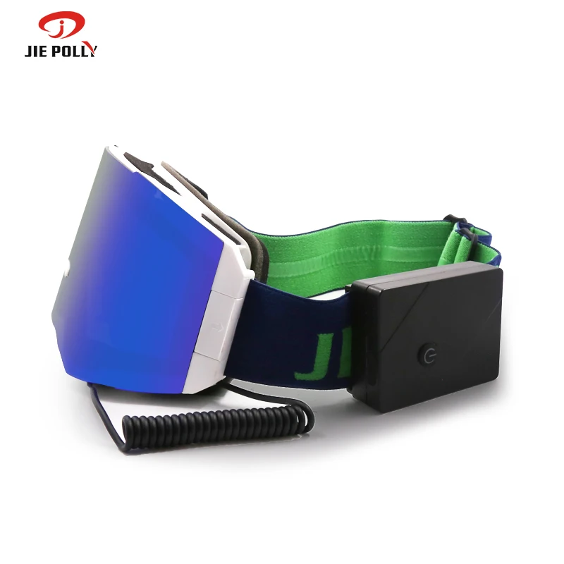 Jiepolly Manufacturer OEM Custom Heated Ski Goggle AntiFog Magnetic Double-Layer Uv400 Adult Snowboard Snowmobile Goggle Glasses