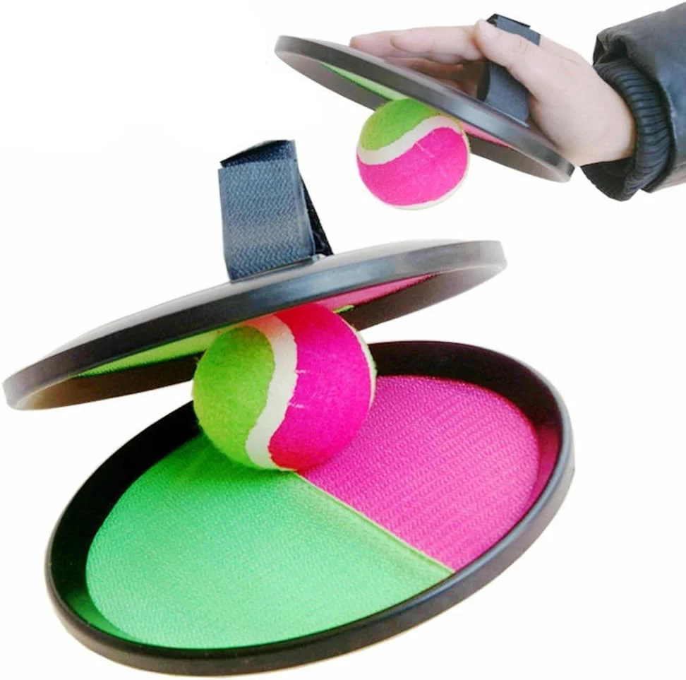 Hot selling Outdoor sports catching ball games toy paddle sticky target catch ball and Verclo Catch Ball set
