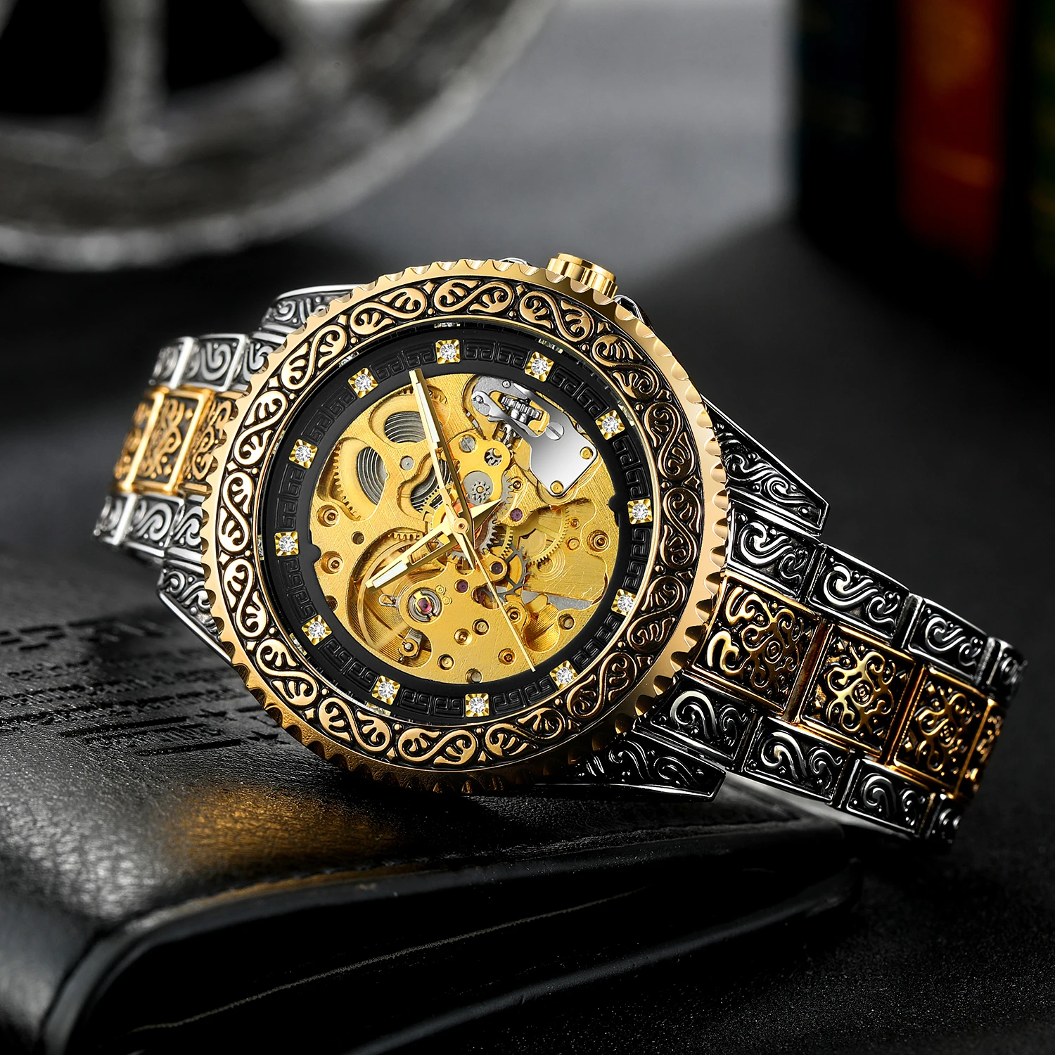 Роскошные мужские наручные часы в стиле ретро с ремешком из нержавеющей стали