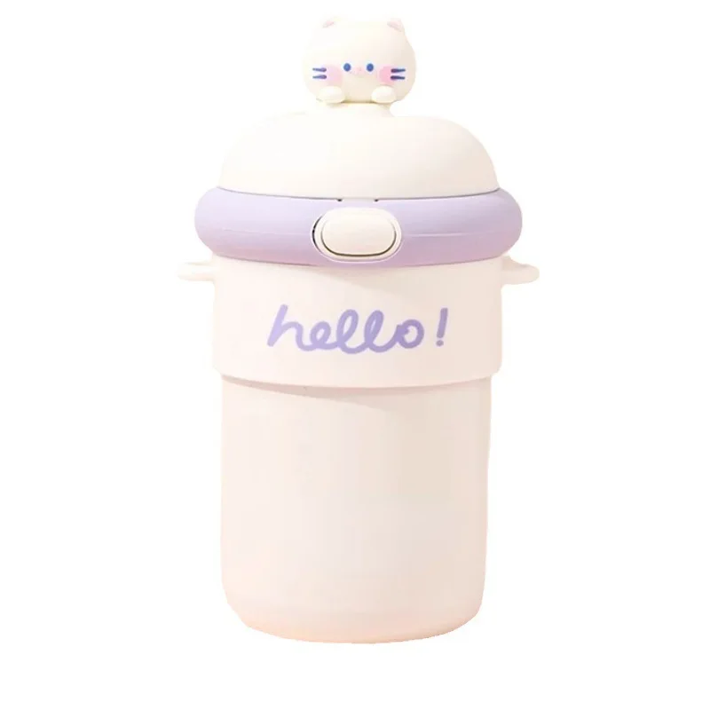 Portable 500ML Cute Animal Kids Insulated Glass Water Thermos Cup Drinking Bottle With Straw