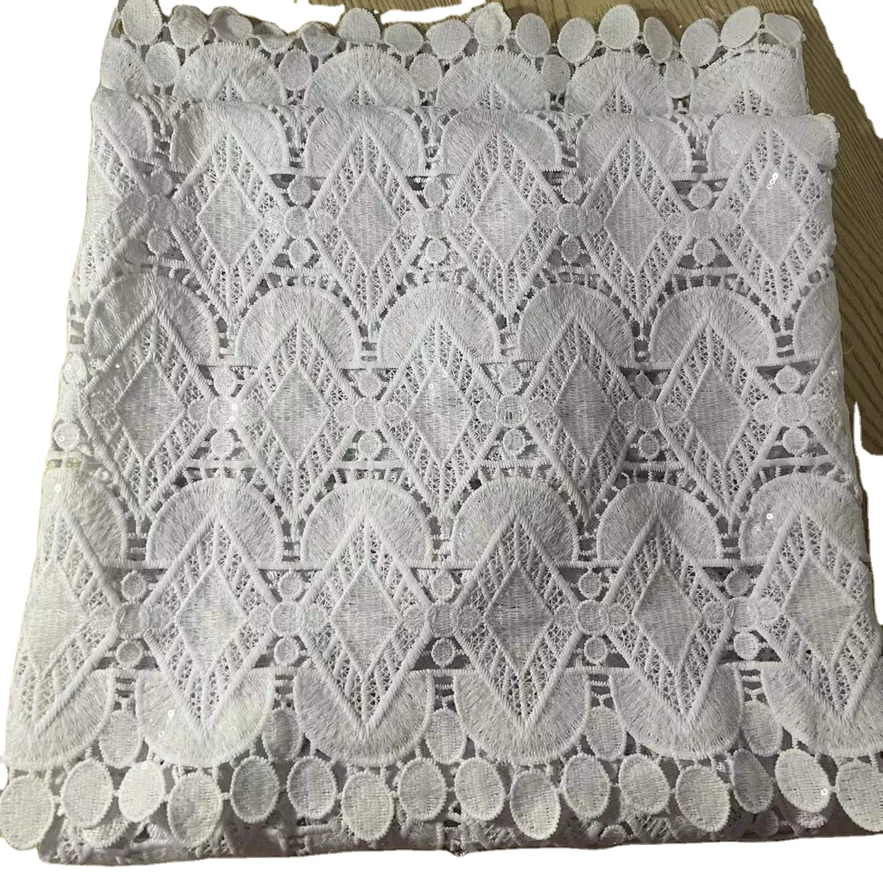 Pure White African Guipure Cord Lace Embroidery Water Soluble French High Quality for Women Dress