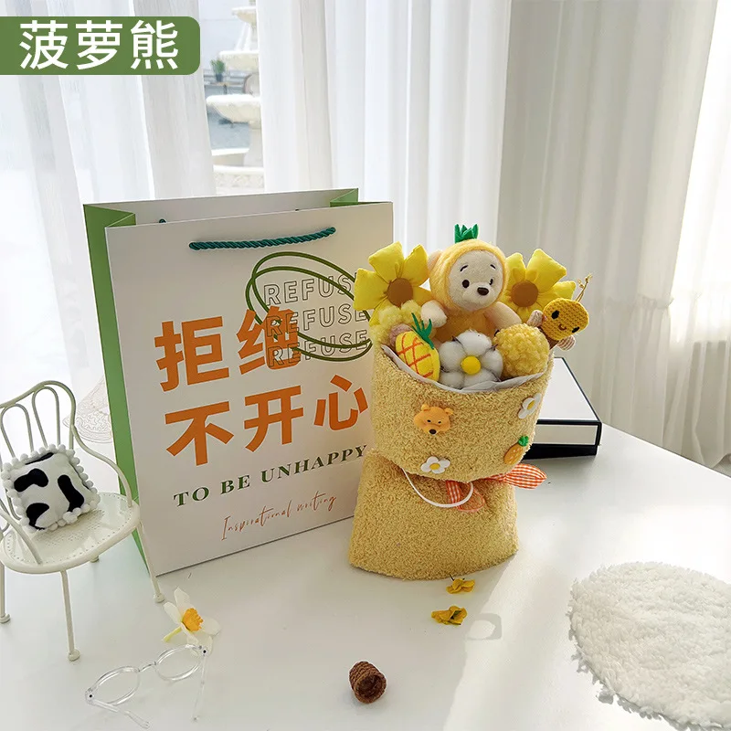 Cartoon Stuffed Kulomi Cinnamoroll Flower Bouquet For Lover Valentine Flower Stuffed Doll Christmas Teddy Bear Plush Toys gifts