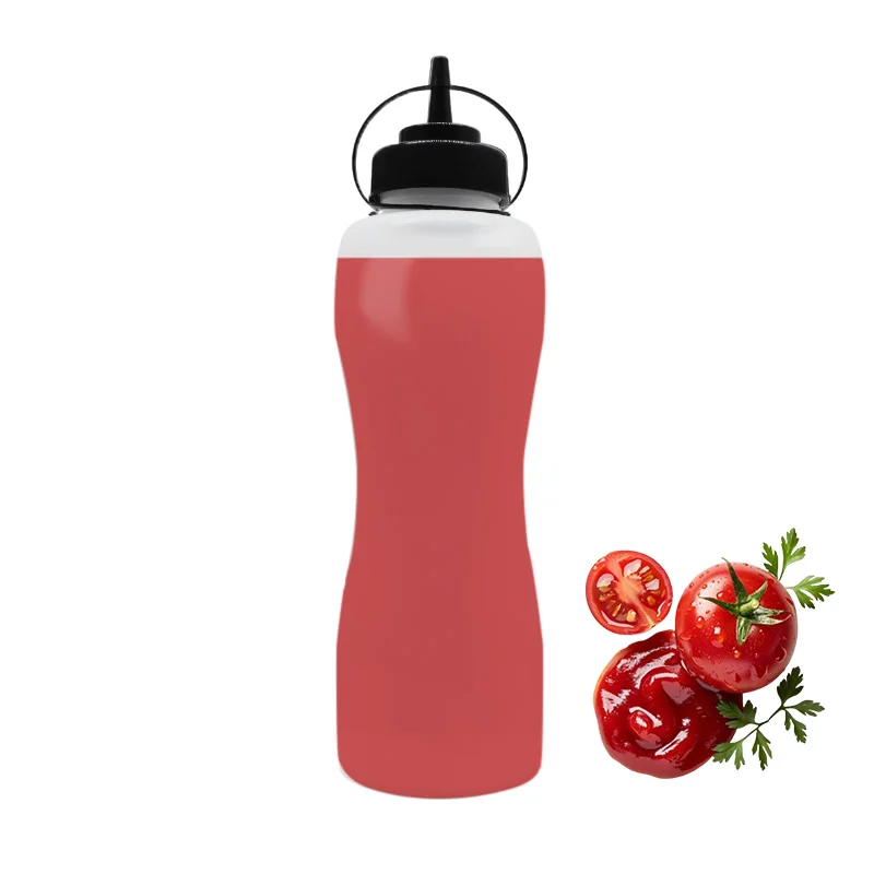 Food Grade 1000ML Empty Plastic LDPE Ketchup Squeeze Bottle For Chili Tomato Salad Sauce Jam With Caps