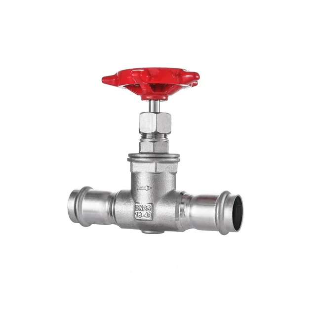 304 Stainless Steel Press-fit Gate Valve Hand wheel Non Rising Stem 200 PSI WOG CF8 PN16 Press Gate Valve