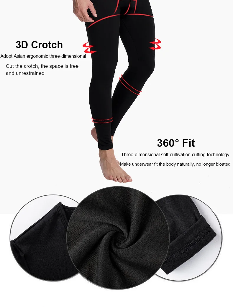 High Quality Mens Underwear Thermal Thick Fur Lined Fleece Winter Thermal Legging Set Good Fabric For Thermal Underwear