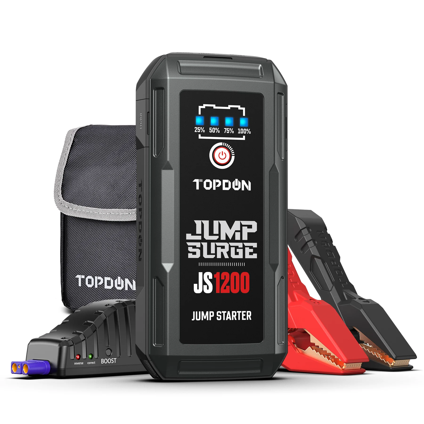 TOPDON mobile fast charging car jumper power bank battery 1000 amp 12-volt jump starter box 1200a