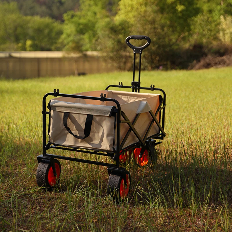 Folding Wagon Cart Portable Large Capacity Beach Camp Trolley Heavy Duty Utility Collapsible Wagon With All-Terrain Wheels