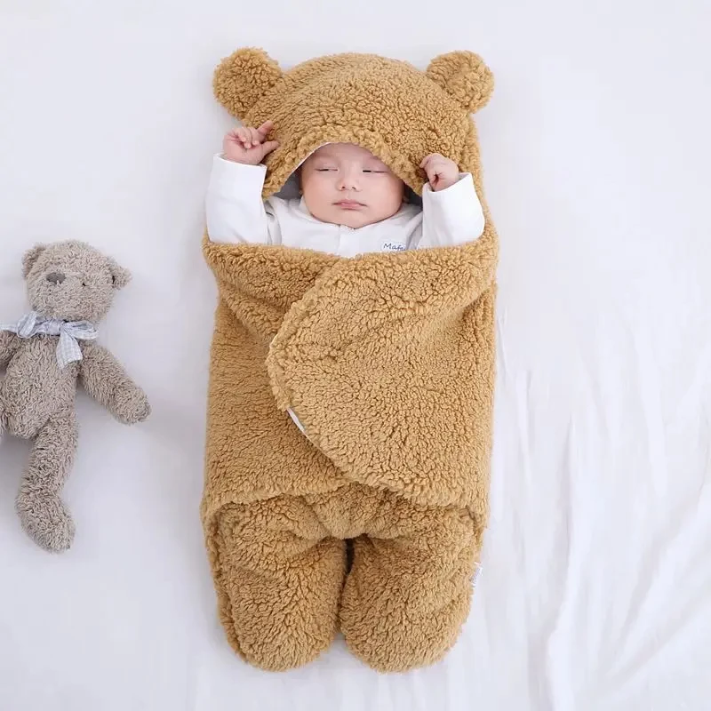 Newborn Baby sleep sack Soft Infant bear shaped plush Sleeping Bag Stroller Wrap Baby Products