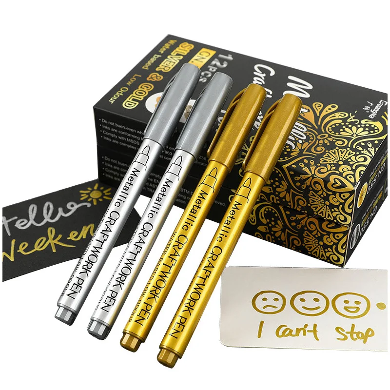 Art Supplies silver gold craft meta pen non-toxic bold chalk markers metallic craftwork pen