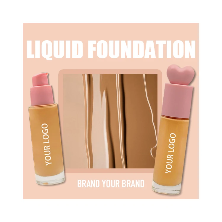 Wholesale Waterproof Sunscreen Liquid Foundation Lovely Shape for Female Full Coverage Concealer for Light Fair Skin Face