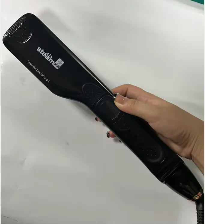 New Professional Fast Steamer Flat Iron Black Titanium Tourmaline Coating Steam Hair Straightener