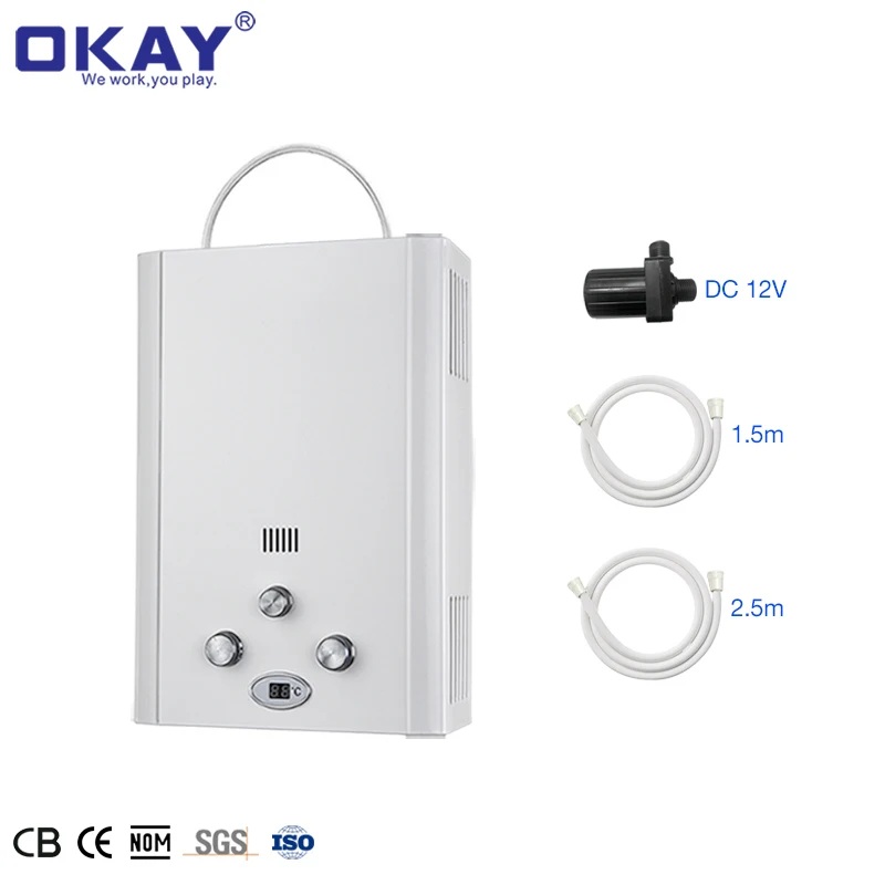 Уличный портативный газовый водонагреватель для душа 6L с бесплатными запасными частями