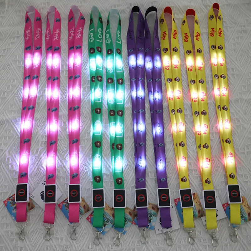 purple led lanyard for concert flashing light lanyard with oem logo