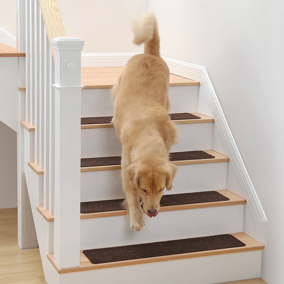 Adhesive striped stair treads carpet non skid anti slip dust resistant staircase rug stair mat