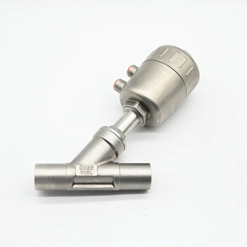 Double Acting DN15 1/2 inch Water Steam Control Angle Seat Valve Pneumatic welding stainless steel angle seat valve