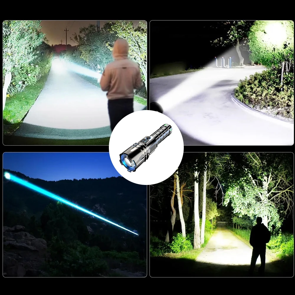 Super Bright Zoomable Aluminum Alloy Rechargeable USB 26650 Battery Led Tactical Flashlight Torch