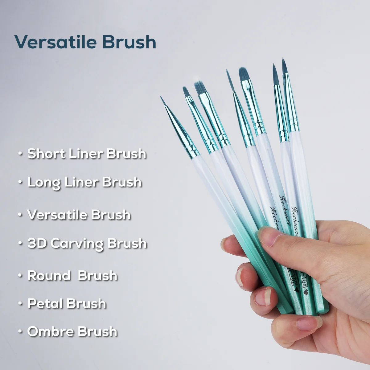 Wholesale high quality new green-white gradient nail art brushes set nylon hair nail brush for acrylic