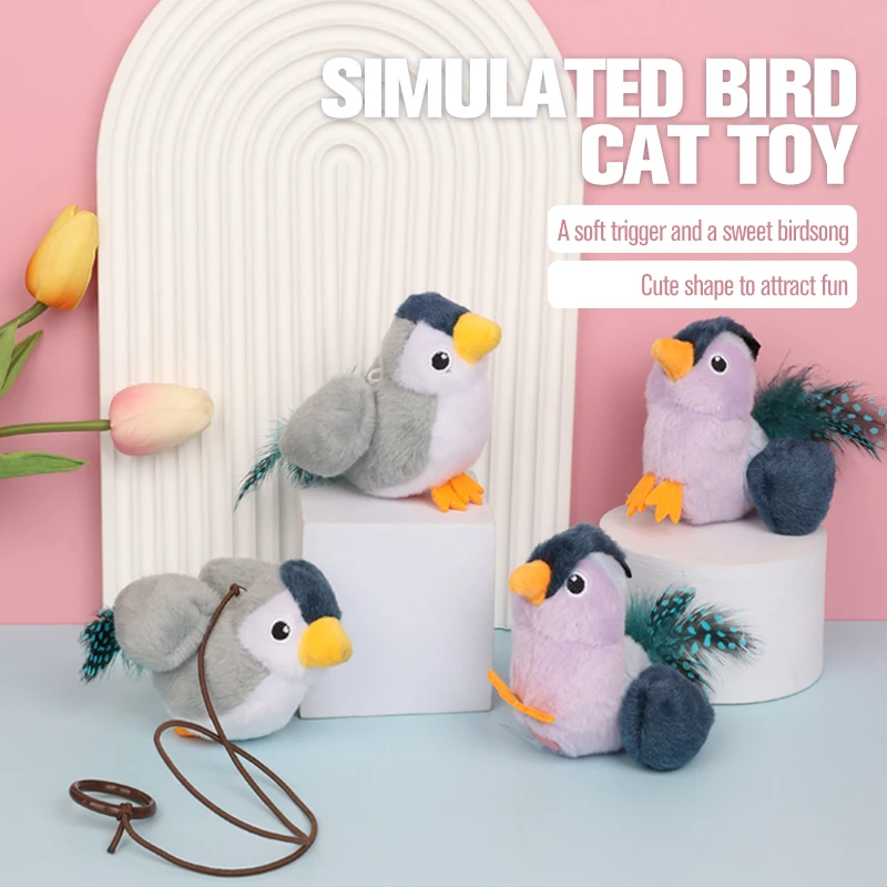 Factory Wholesale Bird Shape Interactive Cat Teaser Plush Toy